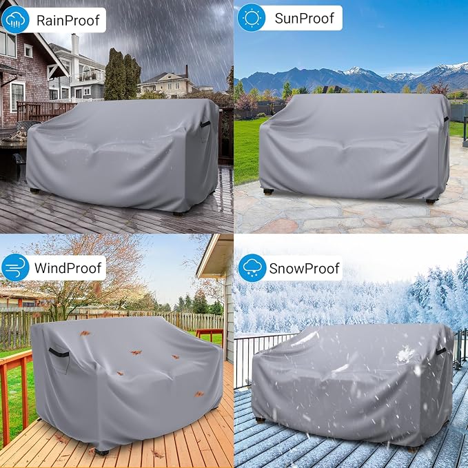 Heavy Duty Patio Sofa Cover, Mrrihand 3-Seater Outdoor Sofa Loveseat Cover - Image 6