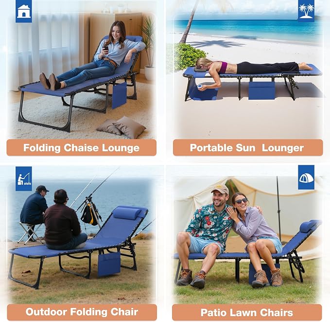 Devoko Beach Lounge Chair, Outdoor Sun Tanning Chair - Image 4