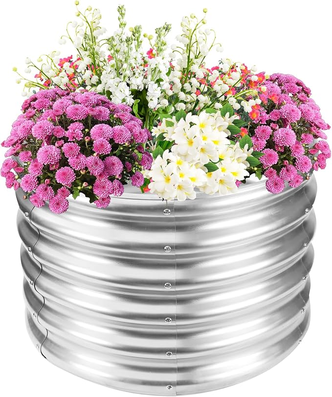 17" Tall Elevated Round Metal Rised Garden Bed- 2'x2' in Size and 0.8MM Thick by TBMLC