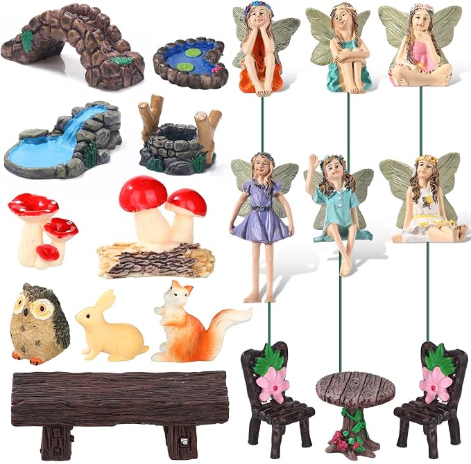 Roowest 19 Pcs Miniatures Garden Fairies Kit Garden Accessories Miniatures - Image 8