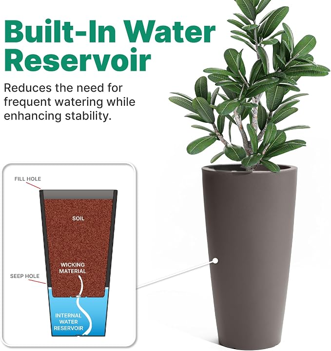 Step2 Tremont Tall Round Tapered Planter, Indoor/Outdoor Plants, Efficient - Image 5