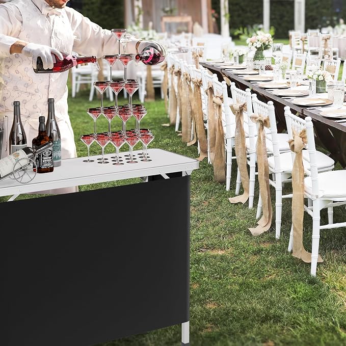 VINGLI Portable Bar Table, 3-Tier Shelves, Mobile Bar Table - Image 2
