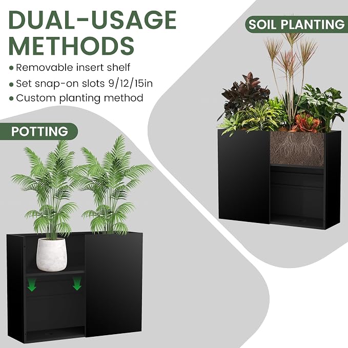 All-Weather Large Metal Planter Box, Modern Tall Outdoor Planters - Image 4