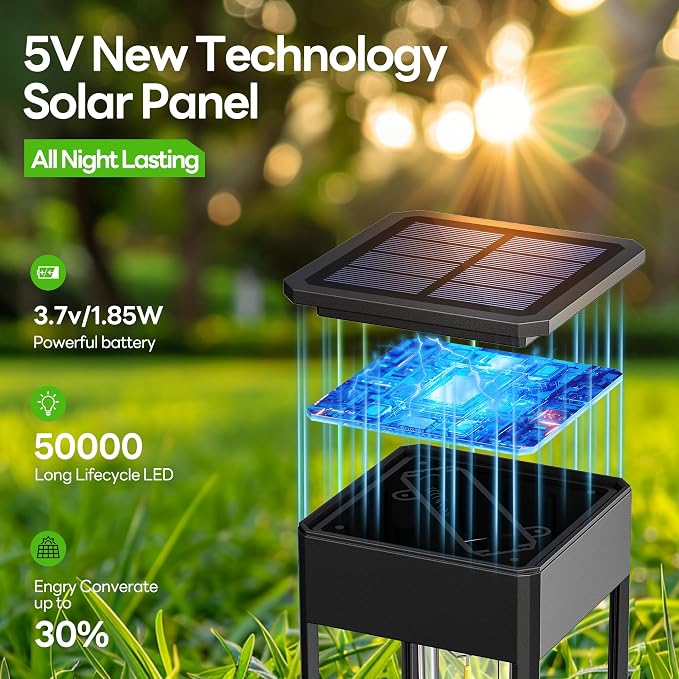 Solar Pathway Lights Outdoor IP65 Waterproof, 8 Pack 6500K LED Auto On/Off - Image 2