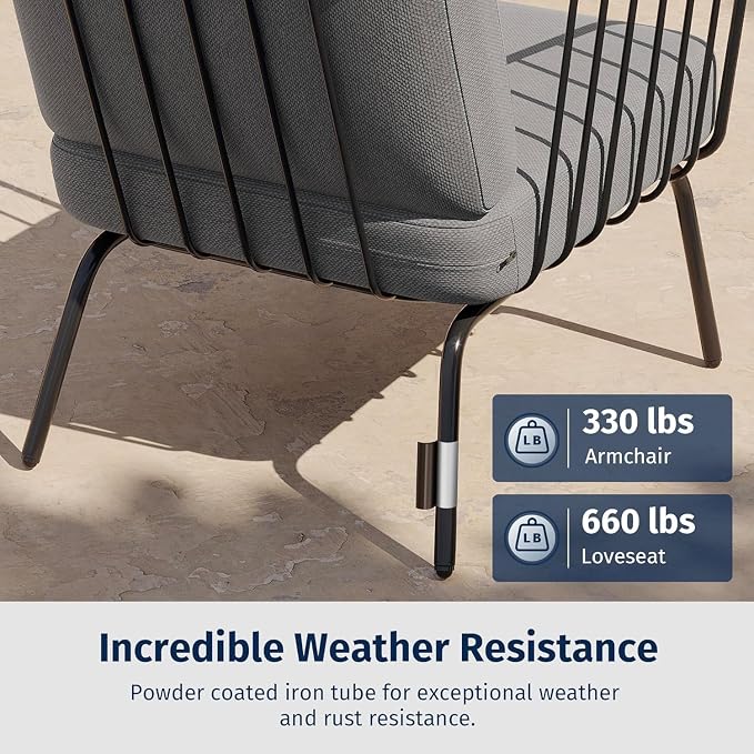 East Oak 4-Piece Plaza Patio Furniture Set, Outdoor Furniture - Image 4