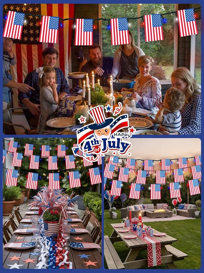 4th of July Decorations, Solar American Flag Lights Outdoor - Image 7