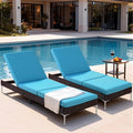 HOMREST Outdoor Lounge Chairs Set of 2, Patio Wicker Chaise Lounge by HOMREST