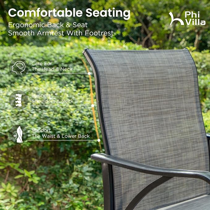 PHI VILLA Outdoor Bar Stools Swivel Set of 2, Outdoor Bar Height Tall Patio - Image 7