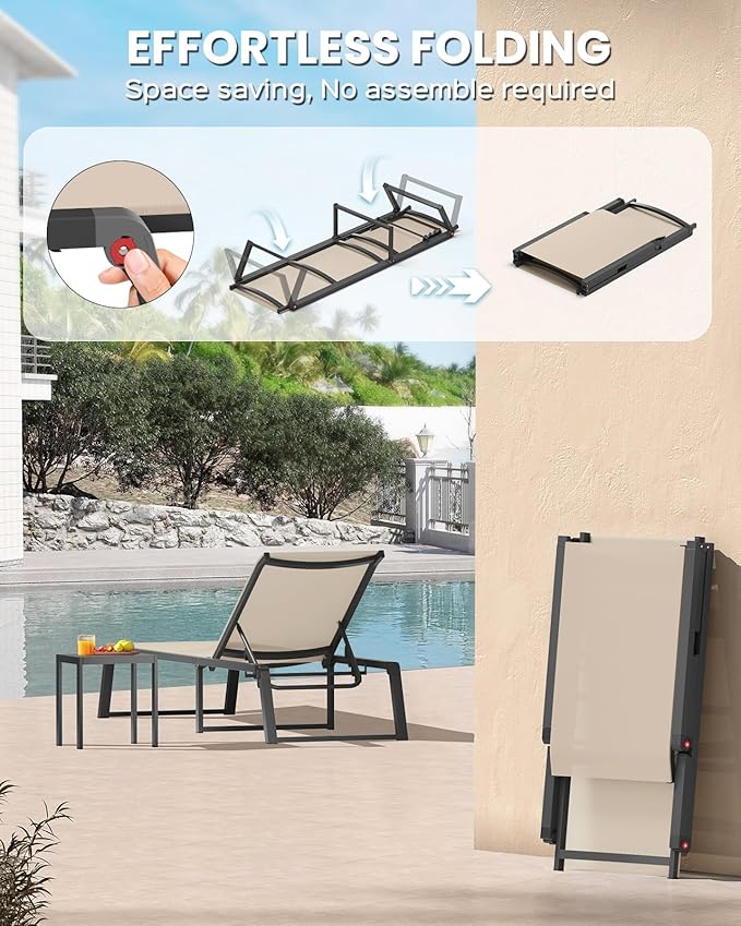 Aluminum Patio Chaise Lounge Set of 2 - Image 3