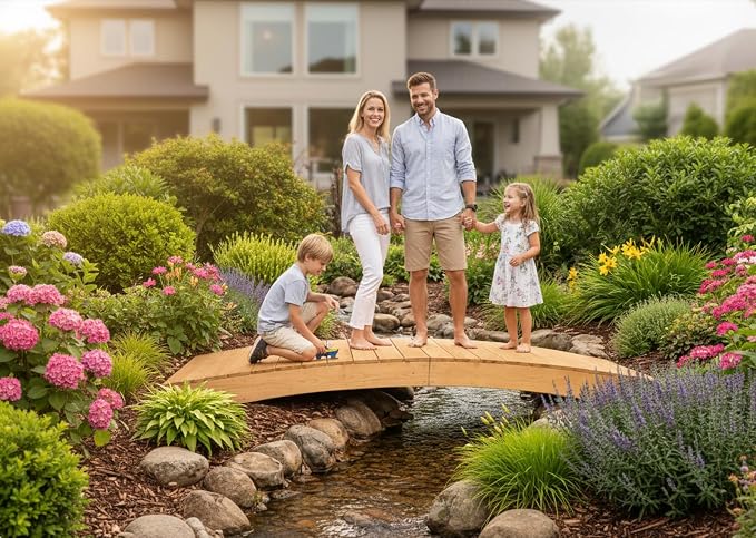 10 FT NATURAL Amish Made Pinewood Heavy Duty Garden Bridge - Image 4