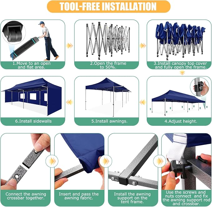COBIZI 10x30 Pop Up Canopy Tent - Image 7