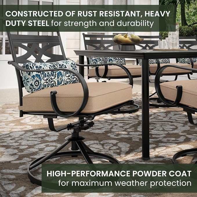 Hanover Montclair 9-Piece Outdoor Dining Set, 8 Swivel Rocker Chairs - Image 7