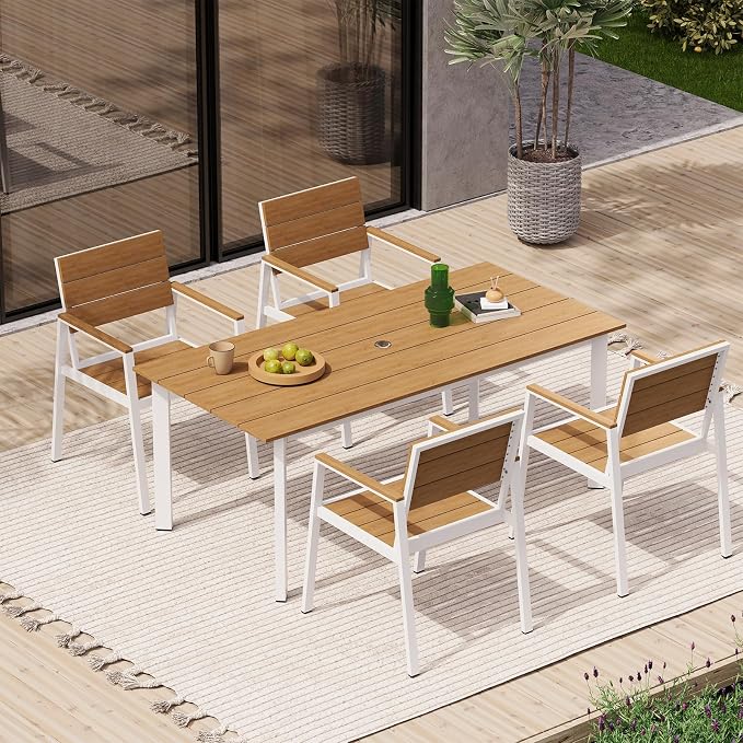 67"*32.3"*29.5" Patio Dining Table, Seamless Rectangle Aluminum + HDPS Outdoor - Image 2