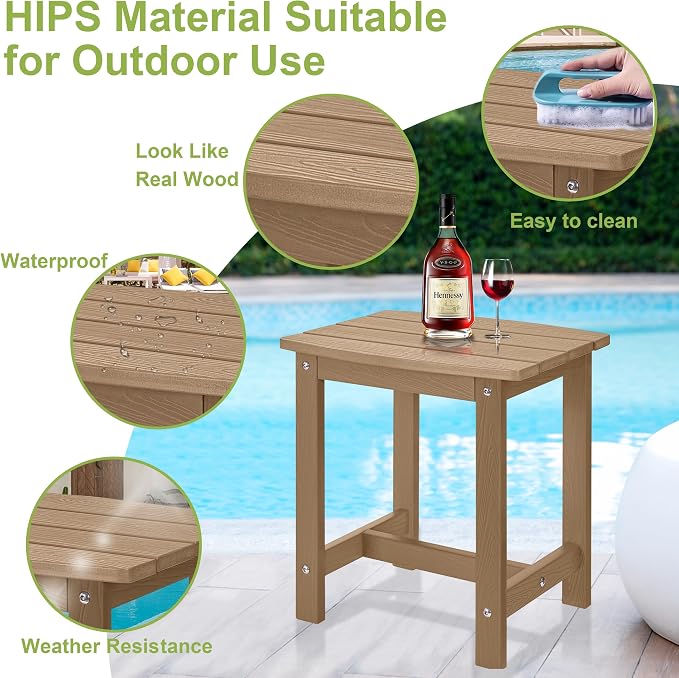 Y&M Outdoor Side Table, HIPS Adirondack Small Single Table, Waterproof Square - Image 4