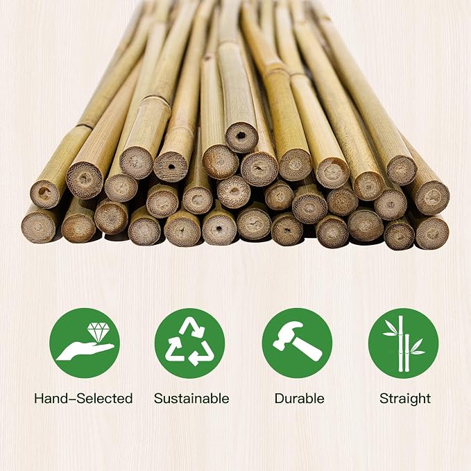 Garden Stakes, 18 Inches Natural Bamboo Plant Stakes, Plant Support Stakes - Image 4