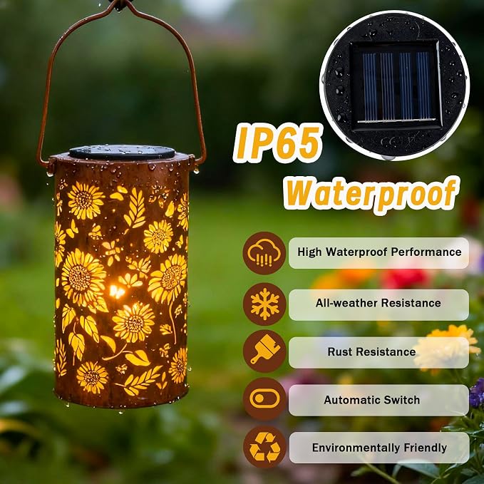 2Pack Sunflower Solar Lanterns Outdoor Waterproof, Birthday Gifts - Image 4