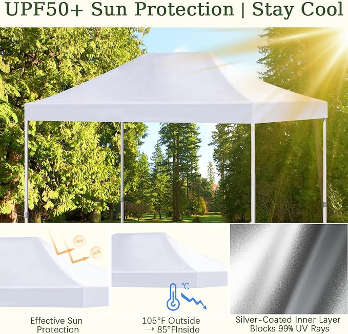 LIUJIAYI Pop Up Canopy Replacement Top, 10x15 Heavy Duty 500D UV Protection - Image 3