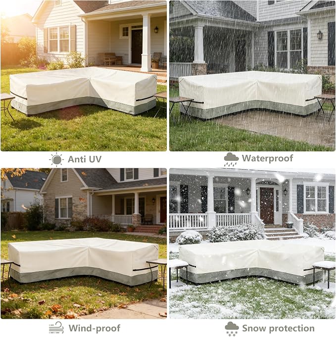 okcool Outdoor Sectional Sofa Cover Waterproof-L-Shaped Patio Furniture Covers - Image 8