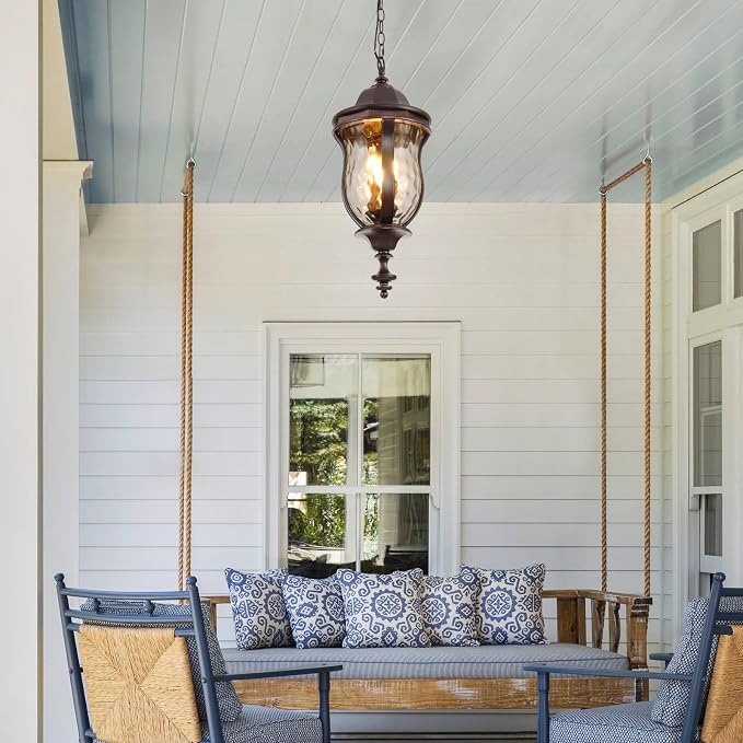 Large Outdoor Pendant Light Fixtures, 23.6'' Exterior Hanging Lantern Porch - Image 8
