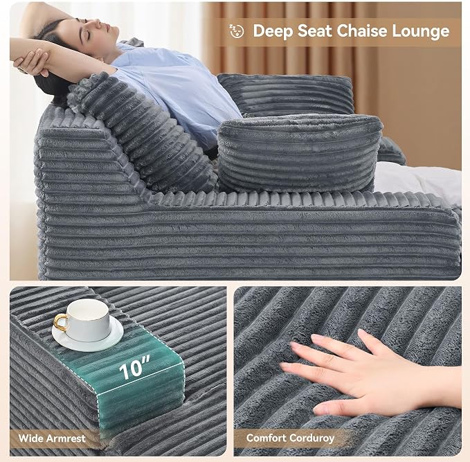 51'' Oversized Chaise Lounge Chair Indoor, Non-Assembly Deep Seat Sofa Bed - Image 4