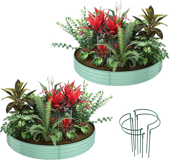 Galvanized Metal Planter Round Raised Garden Bed Kit by ZFHgarden