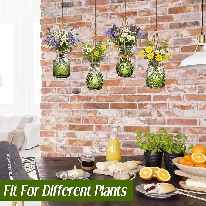 4 Pcs Stained Glass Hanging Vases Hanging Glass Planters Small Plant Terrarium - Image 5