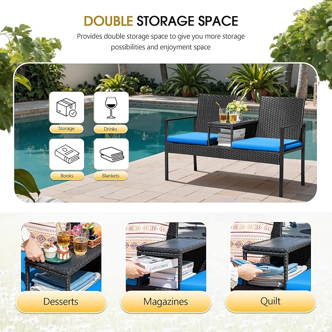Devoko Patio Conversation Sets Outdoor Loveseat - Image 3