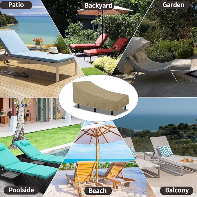 PureFit Outdoor Chaise Lounge Cover, Lounge Chair Covers Waterproof Patio - Image 6