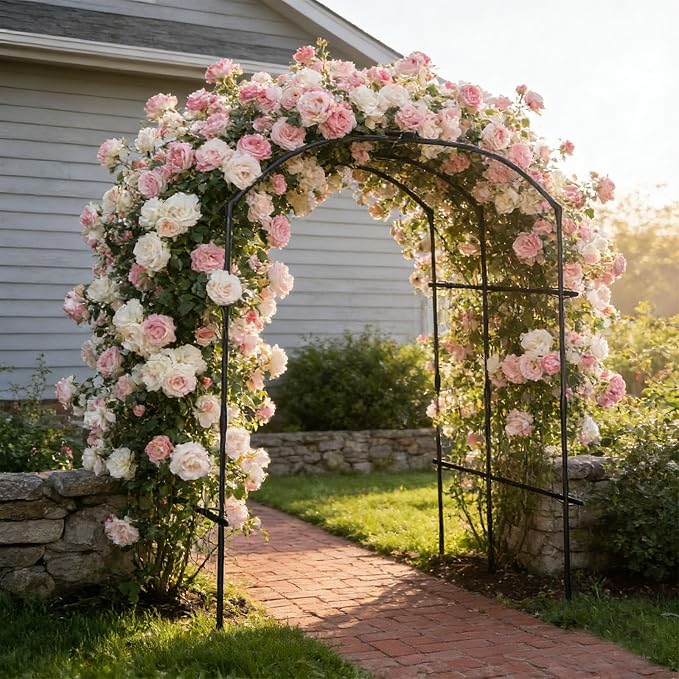 Tall Garden Arch Trellis for Climbing Plants, 87in Tall Metal Plant Support - Image 7