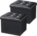 AmasSmile Storage Ottoman Folding Foot Rest Stool, Leather Footstool Bench by AmasSmile