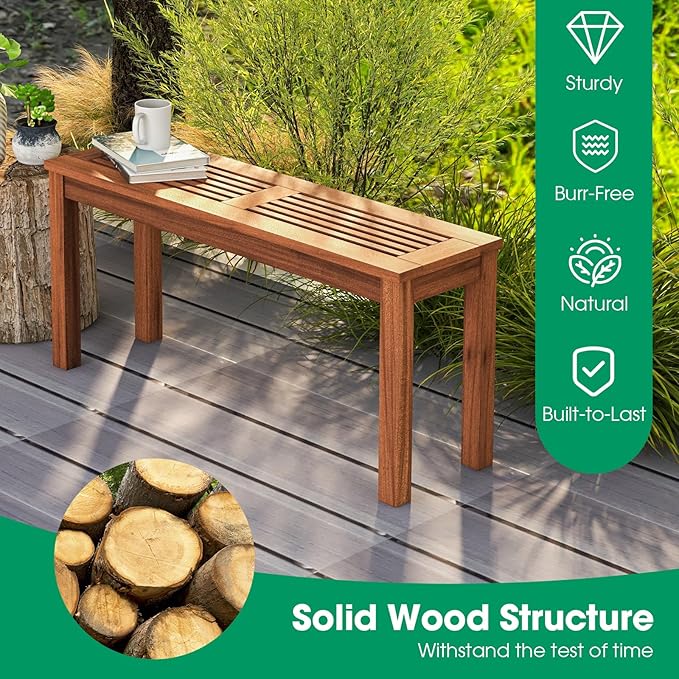 Tangkula Patio Wood Bench, 2-Person Solid Wood Bench - Image 6