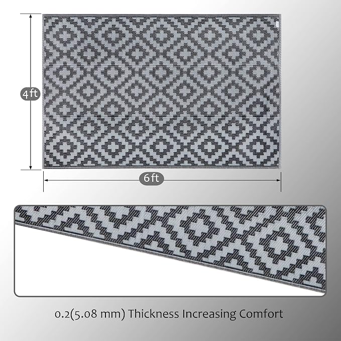 SAND MINE Waterproof Outdoor Rug 4x6 ft, Reversible Mats, Modern Area Rug - Image 2