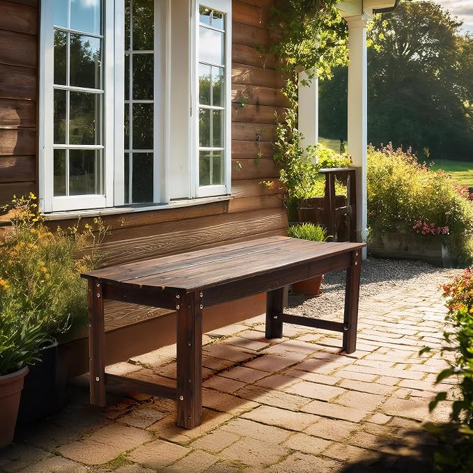 VINGLI Outdoor Wood Bench - Image 7