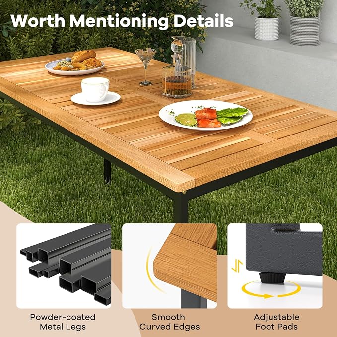 Tangkula 6 Pieces Outdoor Acacia Wood Dining Set, Patio Table and Chairs Set - Image 7