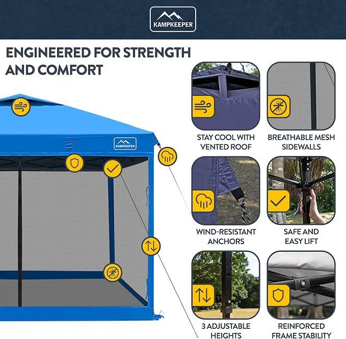 KAMPKEEPER 10x10 Pop-Up Canopy Tent, Waterproof, Portable Shade - Image 3