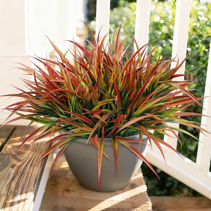 Ivydale 12Pcs Fake Plants Outdoor Artificial Plastic Grass Spring Decoration UV - Image 2