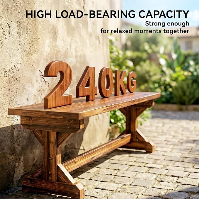 Outsunny Outdoor Wooden Bench, 2-Person Rustic Patio Garden Bench Seat - Image 5