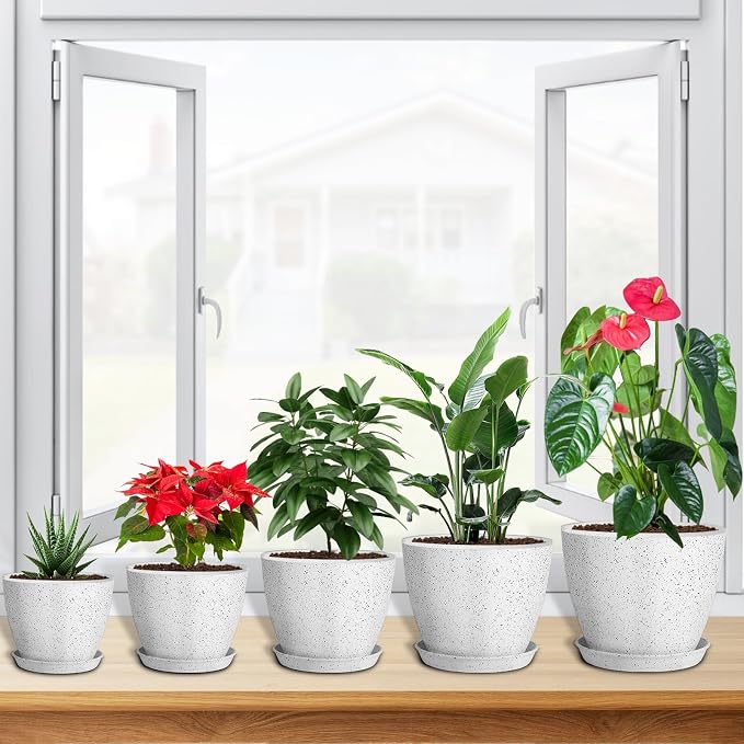 5 Pcs Plant pots, 7.5/6.5/5.7/4.9/4.1 inch Pots - Image 6