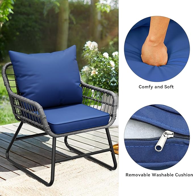 YITAHOME 4-Piece Patio Furniture Set, Wicker Outdoor Bistro Set, All Weather - Image 5