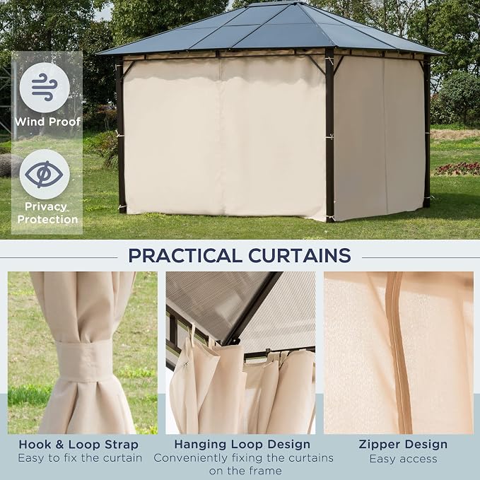 Outsunny 10' x 12' Hardtop Gazebo Canopy - Image 5