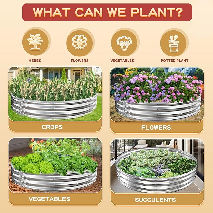 Durable Round Galvanized Steel Raised Garden Bed - Image 6