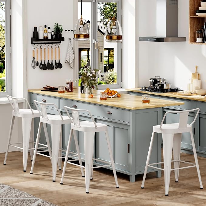ALISH 26 Inch Bar Stools Set of 4, Industrial Metal Barstools Farmhouse Bar - Image 9
