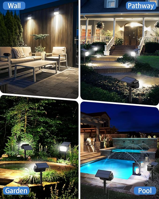 Fabrito Large Solar Spot Lights Outdoor 4 Pack, 1000 Lumens High Brightness - Image 7