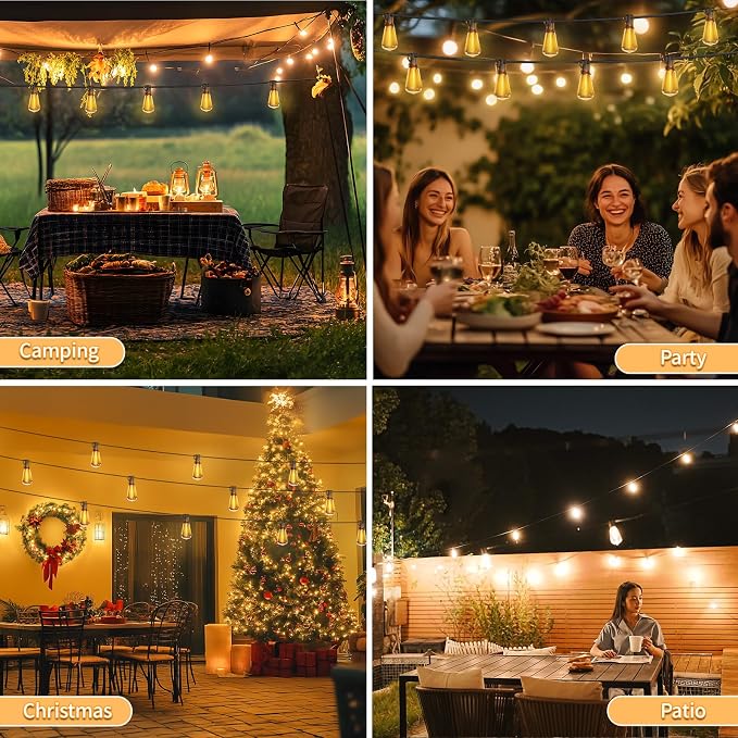 Outdoor String Lights with Remote, 50ft 25 Bulbs Low Voltage Patio Lights - Image 6