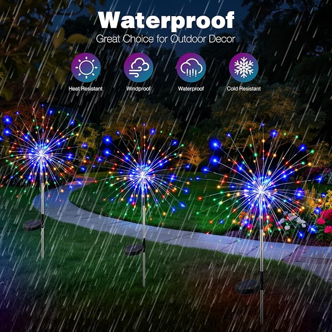 btfarm 1 Pack Solar Garden Lights Outdoor, 8 Modes Firework Lights Solar Powered - Image 7