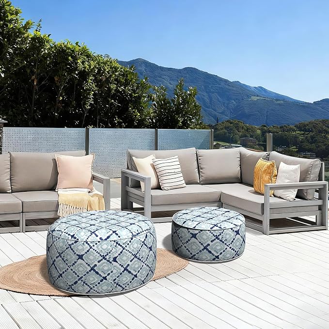 LVTXIII Outdoor Inflatable Ottoman, Fade-Resistant Round Footrest Stool D31”x - Image 6