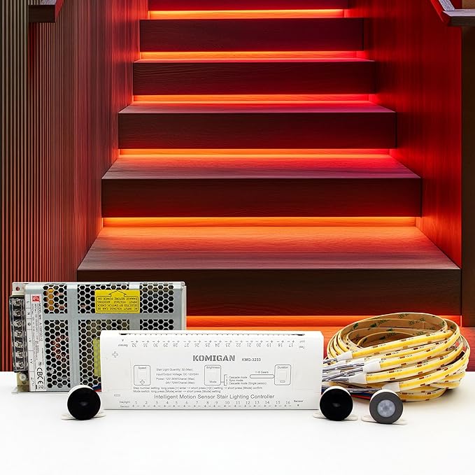 Intelligent Motion Triggered LED Stair Lighting Kit KMG-3233 by KOMIGAN
