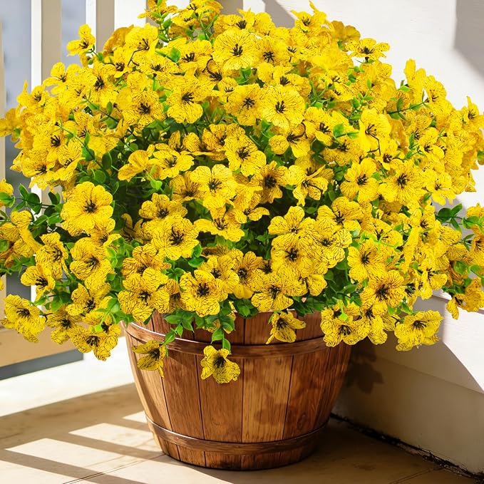 20 Bundles Artificial Flowers for Outdoors, UV Resistant Fake Plants Flowers by Grunyia