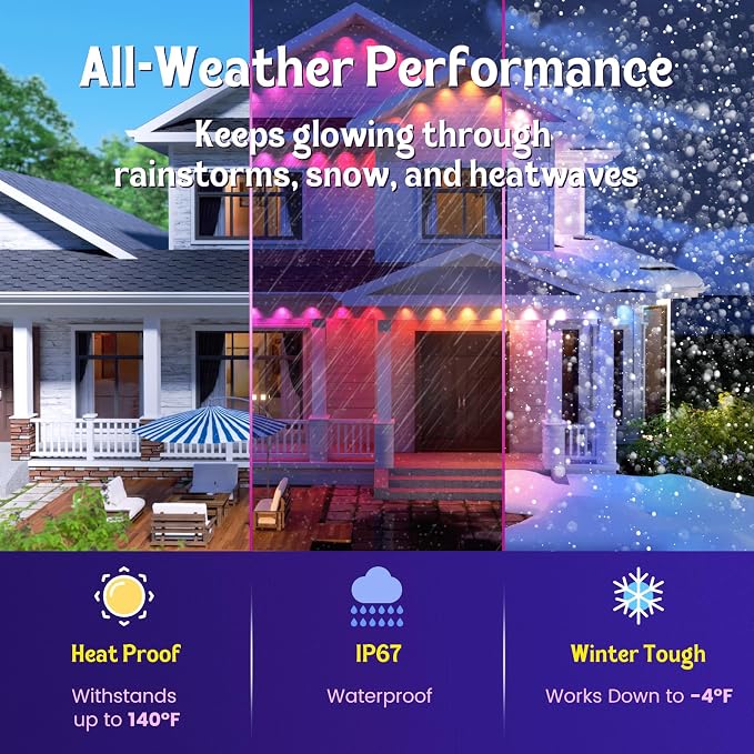 Fitop Permanent Outdoor Lights, 200FT RGB Smart LED Eaves Light, IP67 - Image 2