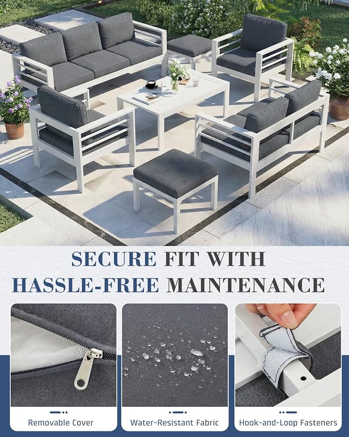 AECOJOY Aluminum Patio Furniture Set, 9 Seats Modern Outdoor Furniture - Image 4